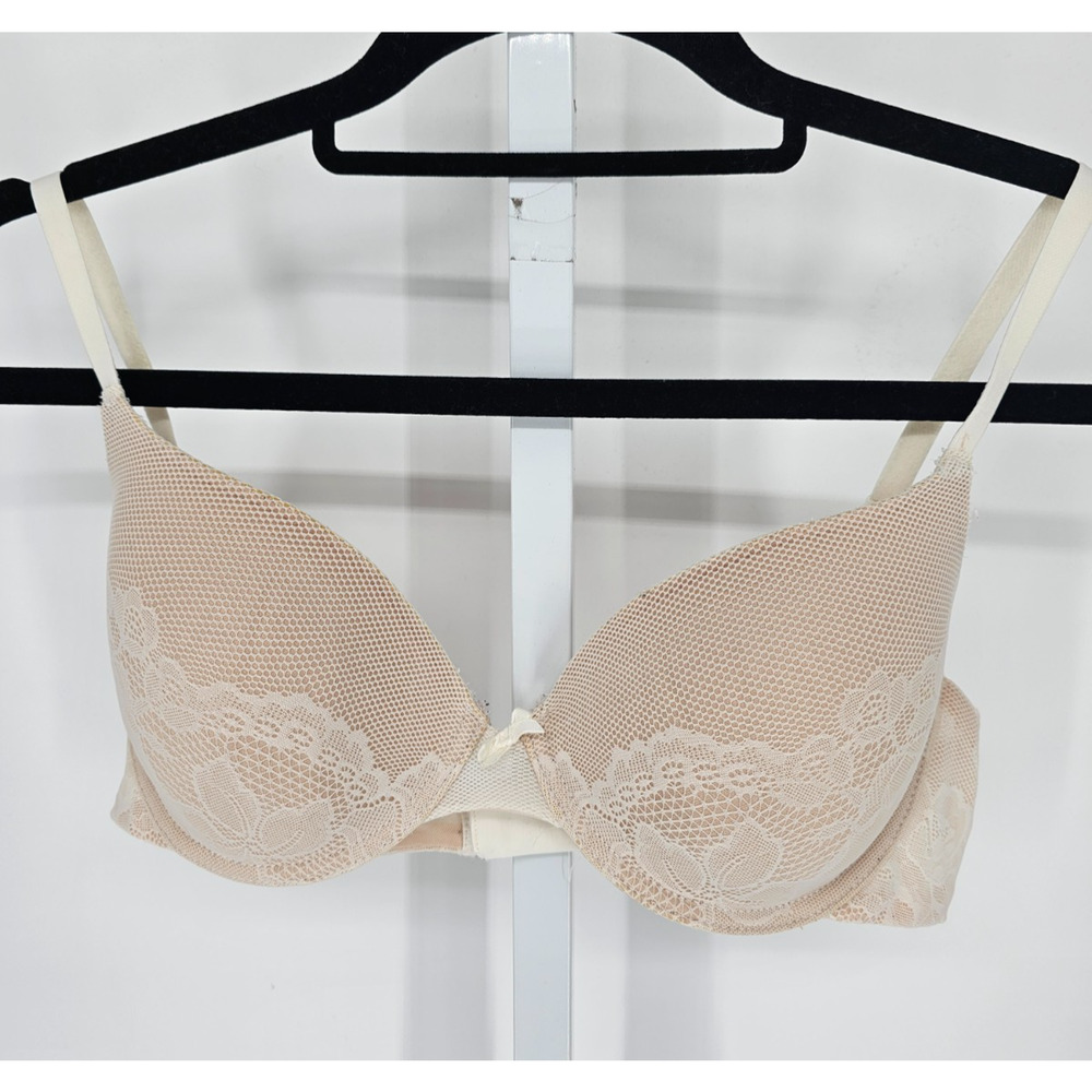 Gilligan & O'Malley Sz 36B Favorite Lightly Lined T Shirt Bra Light Tan Lace